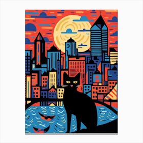 Philadelphia, United States Skyline With A Cat 2 Canvas Print