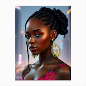 Black Woman With Earrings 1 Canvas Print