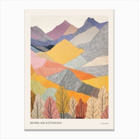 Beinn An Dothaidh Scotland Colourful Mountain Illustration Poster Canvas Print