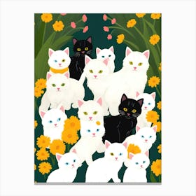 Cats Meet Up Group Canvas Print