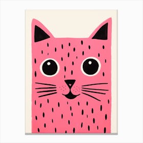 Pink Polka Dot Cat 4 Canvas Print