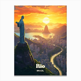 Rio Brazil Christ The Redeemer Travel Art Canvas Print