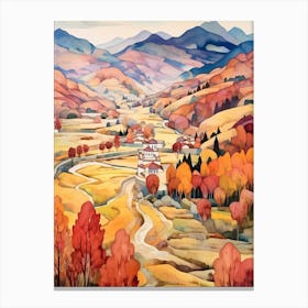 Autumn National Park Painting Rila Monastery Nature Park Bulgaria 4 Canvas Print