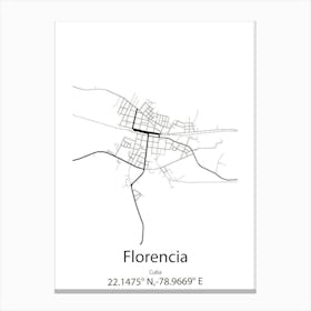 Florencia,Cuba Minimalist Map Canvas Print