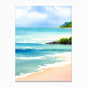 Anse Source D'Argent Beach 3, Seychelles Watercolour Canvas Print