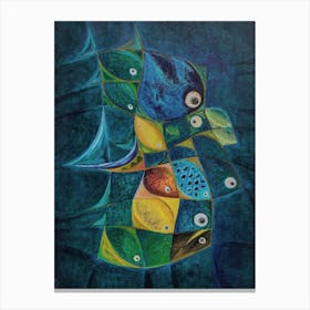 Wall Art With Shoal of Fish, Abstract Inspired by Nature Canvas Print
