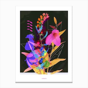 Lobelia 4 Neon Flower Collage Poster Canvas Print