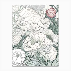 Mixed Perennial Beds Of Peonies 3 Drawing Canvas Print