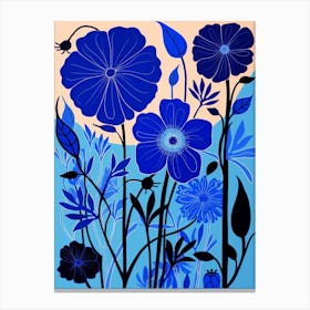 Blue Flower Illustration Nigella Love In A Mist 3 Canvas Print