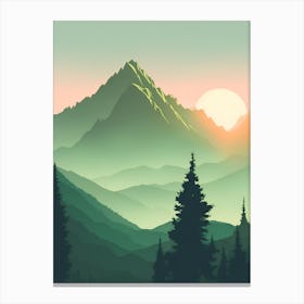 Misty Mountains Vertical Composition In Green Tone 9 Canvas Print