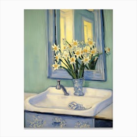 Bathroom Vanity Painting With A Daffodil Bouquet 4 Canvas Print