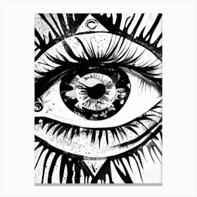 Psychedelic Eye, Symbol, Third Eye Black & White Canvas Print