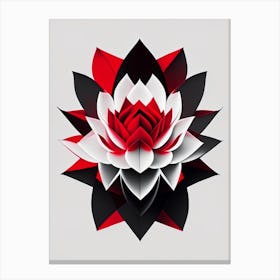 Red Lotus Black And White Geometric 2 Canvas Print