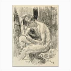 Seated Nude, 1913 By Magnus Enckell Canvas Print
