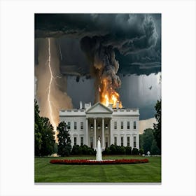 Lightning Storm Over White House Canvas Print