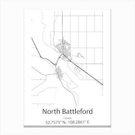 North Battleford,Canada Minimalist Map Canvas Print