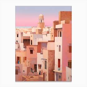 Essaouira Morocco 2 Vintage Pink Travel Illustration Canvas Print