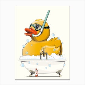 Rubber Duck Taking A Bath Canvas Print