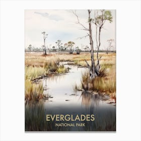 Everglades National Park Watercolour Vintage Travel Poster 2 Canvas Print