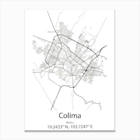 Colima,Mexico Minimalist Map Canvas Print