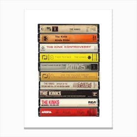 The Kinks - Music Poster - Albums on Cassette Print Canvas Print