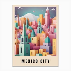 Mexico City Travel Poster Low Poly (10) Canvas Print