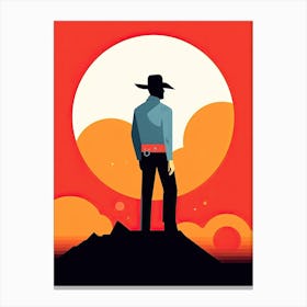 Cowboy Standing On A Hill Canvas Print