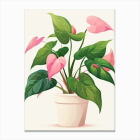 Pink Plant In A Pot 1 Canvas Print