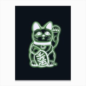 Jade Green Neon Cat Canvas Print