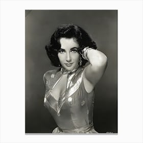 Liz Taylor In Seductive Pose Canvas Print