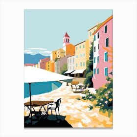 Collioure, France, Flat Pastels Tones Illustration 3 Canvas Print
