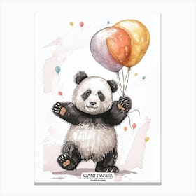 Giant Panda Holding Ballons Poster 1 Canvas Print