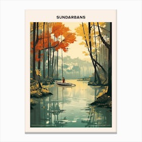 Sundarbans Midcentury Travel Poster Canvas Print