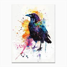Crow Colourful Watercolour 3 Canvas Print
