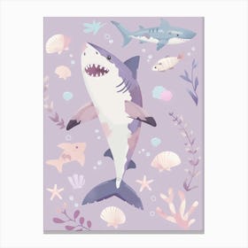 Purple Largetooth Cookiecutter Shark Illustration 1 Canvas Print