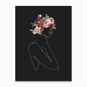 Portrait Of A Woman With Flowers Canvas Print