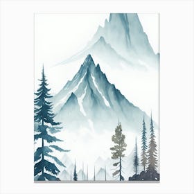 Mountain And Forest In Minimalist Watercolor Vertical Composition 290 Canvas Print