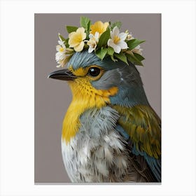 Bird With A Flower Crown 9 Canvas Print