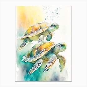 Conservation Sea Turtles, Sea Turtle Storybook Watercolours 1 Canvas Print