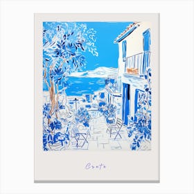 Crete Greece Mediterranean Blue Drawing Poster Canvas Print