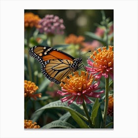 Monarch Butterfly On A Flower Canvas Print