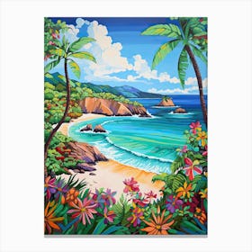 Trunk Bay Beach, Us Virgin Islands, Matisse And Rousseau Style 4 Canvas Print