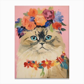Himalayan Cat With A Flower Crown Painting Matisse Style 3 Canvas Print