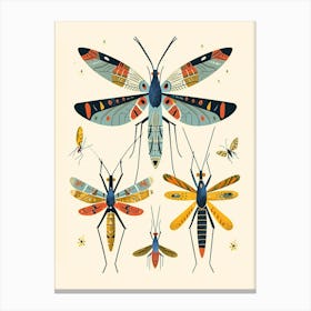 Colourful Insect Illustration Cricket 6 Canvas Print