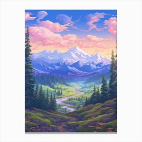 Tundra Landscape Pixel Art 2 Canvas Print