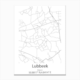 Lubbeek,Belgium Minimalist Map Canvas Print