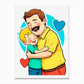 Father And Son Hugging 1 Canvas Print