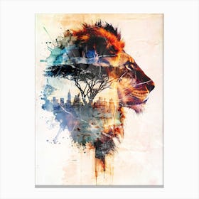 Poster Lion Africa Wild Animal Illustration Art 02 Canvas Print