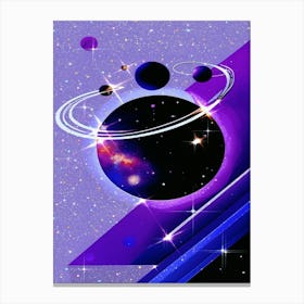 Solar System In Space Retro  Canvas Print