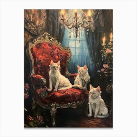 Kittens Sat On A Throne Rococo Inspired 3 Canvas Print